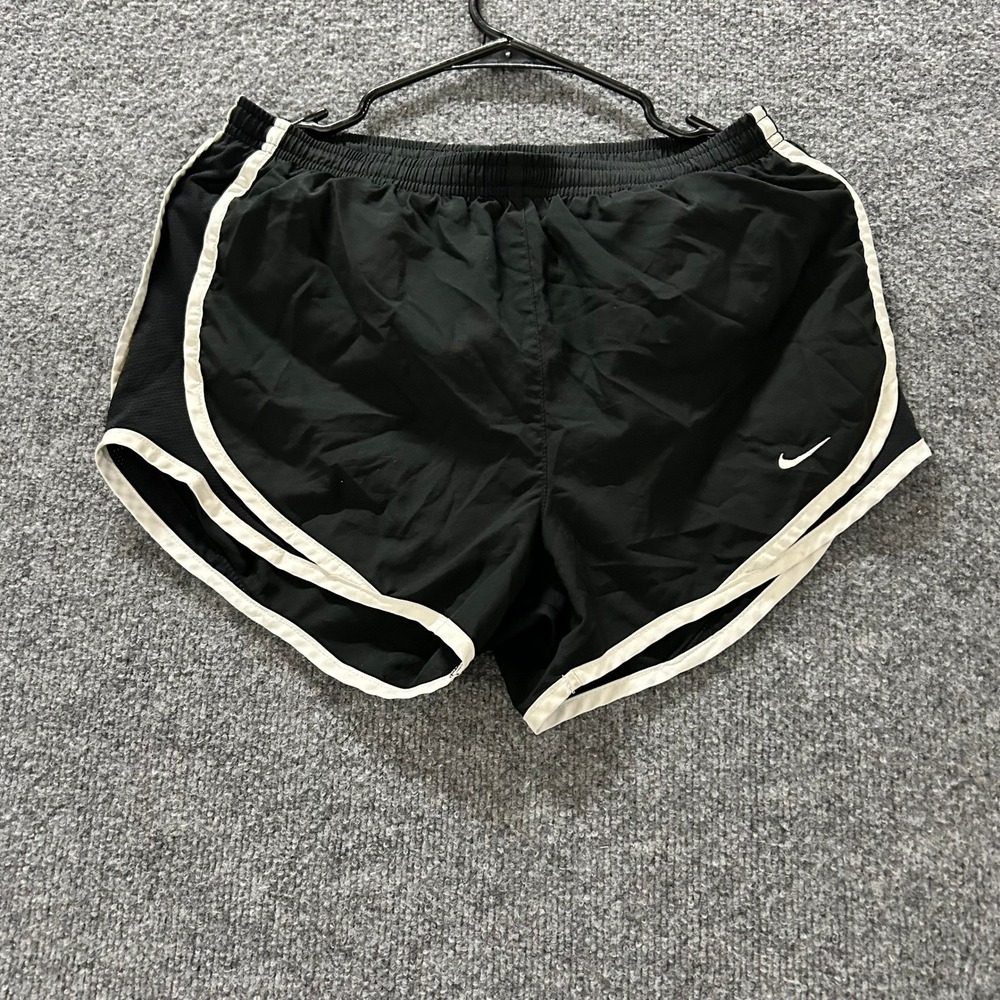 Nike Shorts Womens Size S Black Fit Dry Running Athletic White Trim Contrast